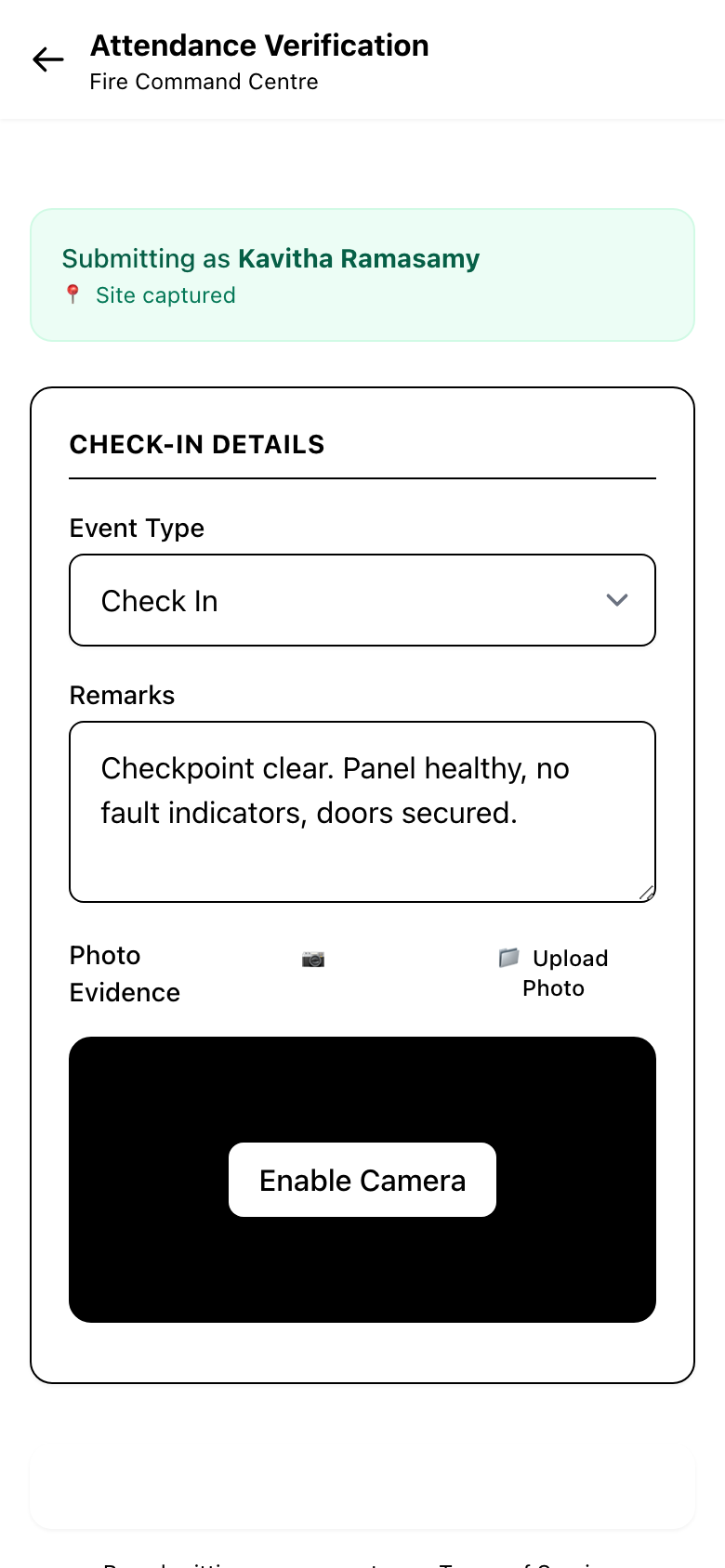 Start the check-in
