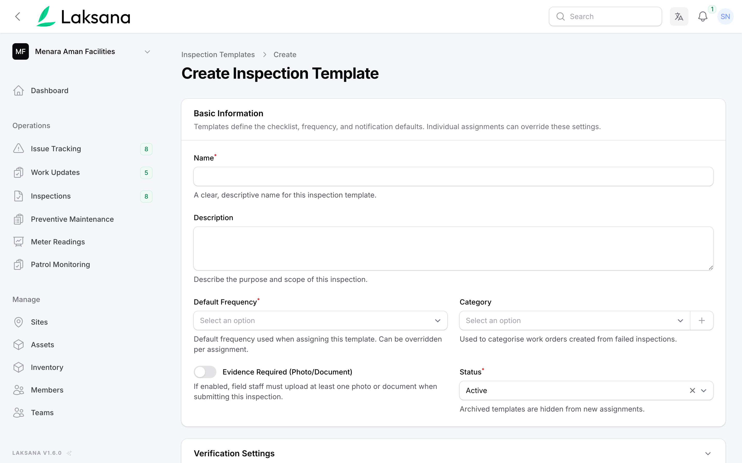 Build an inspection template